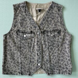 Leopard Denim Vest NWT